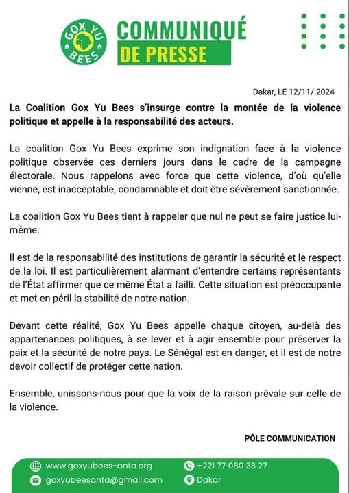 Communiqué : Indignation face à la violence politique pendant la campagne législative